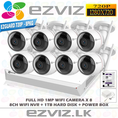 Outdoor wifi CCTV Camera 8ch package EZVIZ 720P 1MP C3W - Best Price in Sri Lanka
