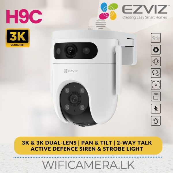 Best EZVIZ H9c Dual Lens 5MP 3K Wired Wifi Pan Tilt Auto Tracking Human Detection Alert Siren ColourVU Camera