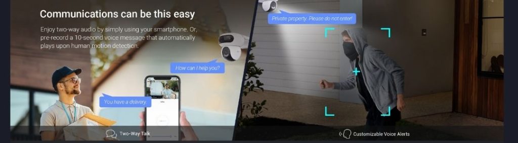 EZVIZ H90 Dual Lens Dual Rotations 2K Pan Tilt 4mp Wi-Fi Camera Enjoy two-way audio
