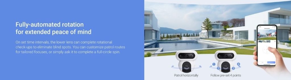 EZVIZ H90 Dual Lens Dual Rotations 2K Pan Tilt 4mp Wi-Fi Camera Fully-automated rotation