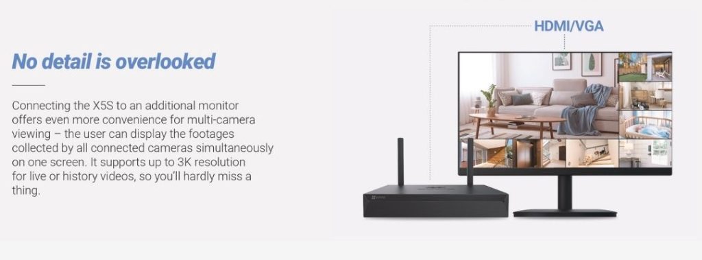 Ezviz X5S-4W 4 channel 3K wireless NVR multi-camera viewing sri lanka