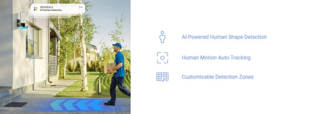 EL3 2K Smart Security wifi Camera See who’s around and follow their movement