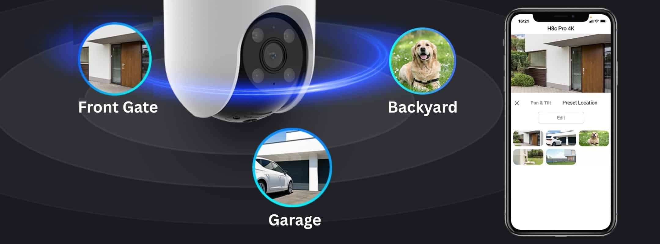 Best Ezviz H8c Pro 4K 8mp Smart Wi-Fi Camera One click return to the preset location
